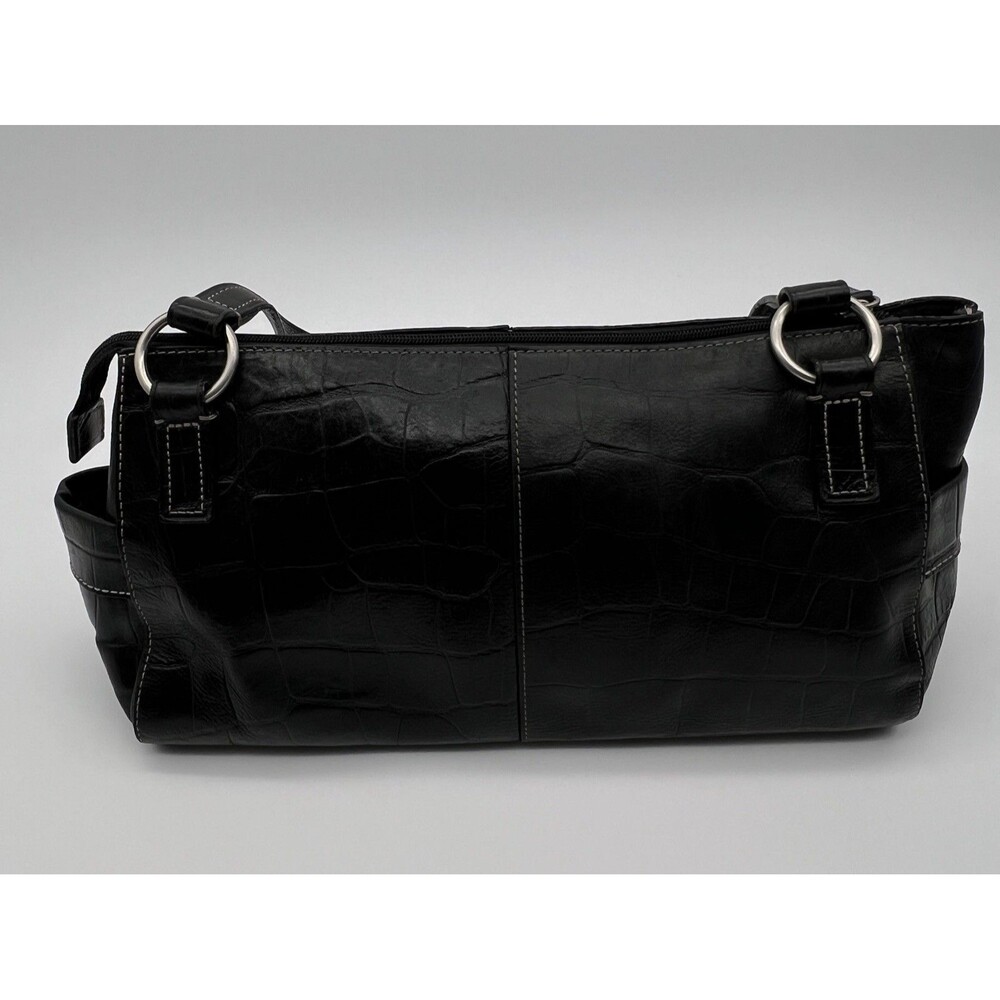 Fossil  Croc-Embossed Black Genuine Leather  Bag